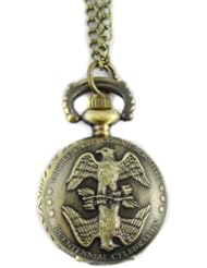 Youyoupifa Embossed Bouble Eagle Bronze Alloy Quartz Pocket Watch(Unisex)