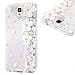 EVTECH(TM) 3d Handmade Crystal Pearl Flower Design Diamond Rhinestone Clear Case Cover (Samsung Galaxy Note 4)