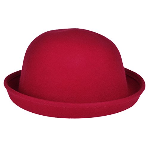 Vbiger Women Woolen Roll-up Brim Fedora Bowler Hat
