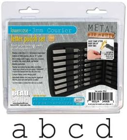 Courier Lowercase Letter Punch Set, Letter Punch Design Stamp Set, 3 Mm or 1/8"tall, Letters A-z with &amp; (Ampersand), 27 Stamps in All, Can Stamp Copper, Brass, Nickel, Silver, Gold, Leather, Wax, Clay, Wood, Plastic and More, Includes Canvas Storage Pouch with Velcro Closure
