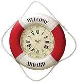 Red/White Welcome Aboard Life Ring Clock