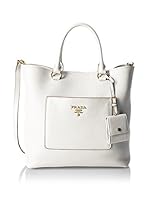 Prada Bolso asa de mano Shopping Rigid Handle New Daino (Blanco Roto)