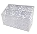 EasyPAG Carved Hollow Flower Pattern Decorative 3 Compartment Heavy Duty Desk Organizer Office Supply Caddy , 8-1/2 X 4 X 4 inch ,White