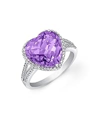 Victoria Kay Gemstone and 1/4ct White Diamond Heart-Shaped Ring in 14k White Gold (IJ, I1-I2)