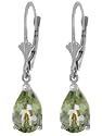 Sterling Silver Leverback Green Amethyst Earrings