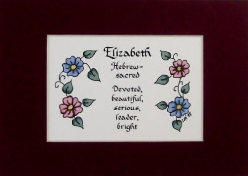 McDarlins Calligraphy Elizabeth Personalized Girl Name Meaning Wall Picture Keepsake Gift Made in The USA