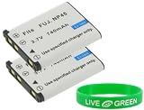 Young Micro (2-Pack) NP-45 740mAh Li-Ion Battery for Fujifilm FinePix XP10 12 MP Waterproof Digital Camera Black