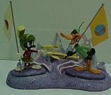 Marvin Martian and Duck Dodgers Goebel Porcelain Statue Set with Martian Base
