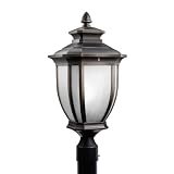 Kichler Lighting 11008RZ Salisbury 1-Light Fluorescent Outdoor Post Fixture, Rubbed Bronze with White Linen Glass