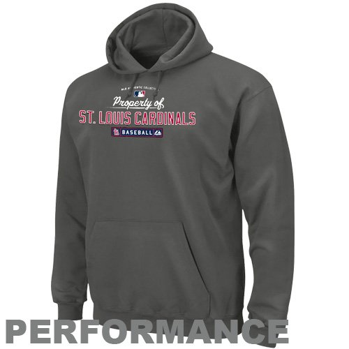 MLB Men's St. Louis Cardinals Property Of Long Sleeve Hooded Fleece Pullover (Pro Granite, Large)