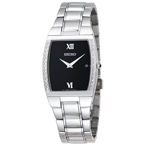 Seiko Men's SKP319 Diamond Dress Silver-Tone Watch