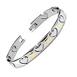 Stainless Steel Bracelet with Gold Hearts