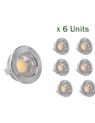 Lighting: 6-Pack of Golden Sun UL-Listed 5 watt MR16 GU5.3 Bi Pin LED COB Spot Bulb, 50W Equivalent, AC/DC 12V, 90 Degree, Dimmable with LED compatible dimmer and transformer, Recessed Lighting, Track Lighting, 2" Height, 3000K Soft White - GS Lighting