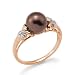 Chocolate Tahitian Pearl Ring with Diamond in 14K Rose Gold