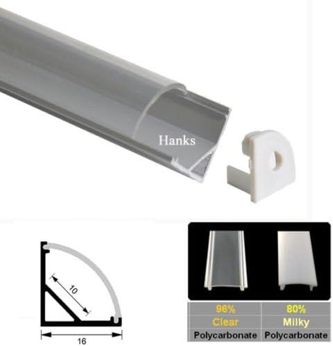 Hanks 0.5M 1M 2M 1616mm Corner LED Profile Housing Inner Width 10mm (6X0.5M Milk)