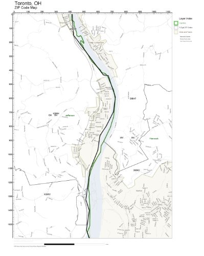 ZIP Code Wall Map of Toronto, OH ZIP Code Map Not Laminated