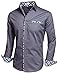 HOTOUCH Mens Casual Button Down Slim Fit Wrinkle Free Formal Dress Shirt Dark Grey, X-Large, Long Sleeve