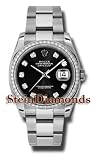 Stein Diamonds Rolex Men's Datejust Black Diamond Dial on Oyster Band