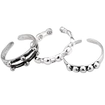 Sterling Silver Beaded Toe Ring Set of 3