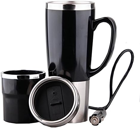 QFily Car Heating Cup Auto 12-24V Heating Cup Electric Kettle Cars Thermal Heater Cups Boiling Water Bottel Auto Accessories 450ML