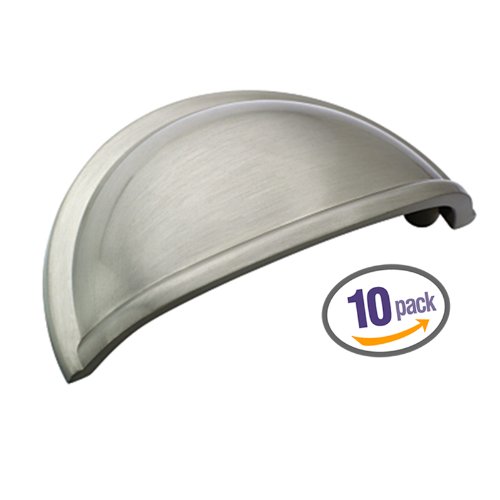 Amerock BP53010-G10-10PK 3-Inch Satin Nickel Cup Cabinet Hardware Pull, 10 Pack