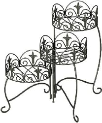 Panacea Products 3-Tier Folding Classic Finial Plant Stand, Black