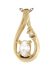 14k Real Yellow Gold White CZ Cute Unique Ladies 1.6cm Slide Pendant