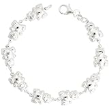 Sterling Silver Teddy Bear Link Bracelet, 3/8 (10mm) wide