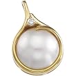 14K Yellow Gold Mabe Cultured Pearl and Diamond Pendant - 15.00mm