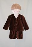 Boys 2 Piece - Chocolate Brown Velveteen Eton Suit by Funtasia