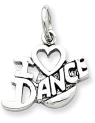 Sterling Silver Antiqued I Love Dance Charm