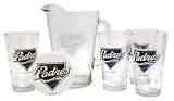San Diego Padres Satin Etch Pitcher and 4 Glass Gift Set