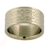 Stainless Steel Ring 316L New Design Flat Band Polish Satin Finish 9mm Width by Bucasi