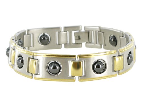 Stainless Steel Link Hematite Magnetic Bracelet 8.5″