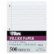 TOPS 62349 Mediumweight 16-lb. Filler Paper, 11x8-1/2, 5/16" College Rule, 500 Sheets/pack