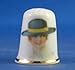 Porcelain China Collectable Thimble - Girl in Green Straw Hat Free Gift Box