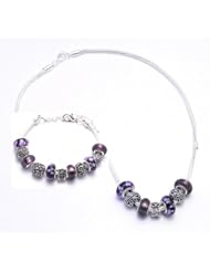 Owl Charm Bracelet and Necklace Gift Set Girls Pandora Style