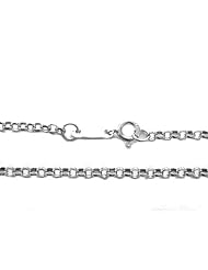 14K Solid White Gold Rolo Pendant Chain Necklace 16" 2mm