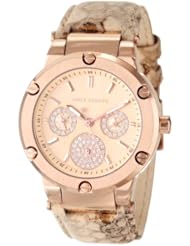 Vince Camuto Womens VC/5124RGGD Rose Gold-Tone Snakeskin Pattern Leather Strap Swarovski Elements Watch