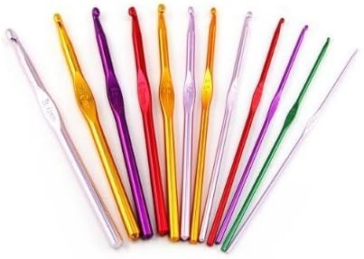 Besideyoushop 12 Sizes Multi coloured Aluminum Crochet Hooks Needles Set 2mm-8mm