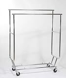 Dual Rail Folding Garment Rack (Chrome) (66"H x 48"W x 22.25"D)