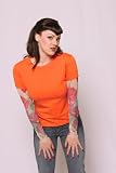 Ladies Tattoo Sleeve Shirt Orange Tattoo Sleeve Tee Floral Tattoos Medium - XXL by V Twin