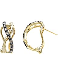 Carlo Viani® Brown Diamonds Bamboo Earrings in 14 kt Yellow Gold