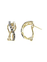 Carlo Viani® Smokey Quartz Bamboo Earrings in 14k Yellow Gold Plated Silver