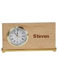 Office Product: Personalized wooden desk clock with engraved name: Steven (first name/surname/nickname) - Printing Hound
