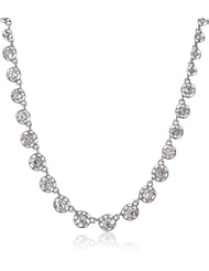 Napier "Treasure Box" Silver-Tone and Crystal Collar Necklace, 19.5"