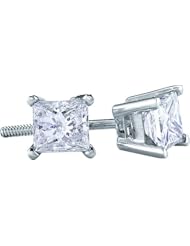 14KT Yellow Gold 0.40 CTW Princess Diamond Earrings