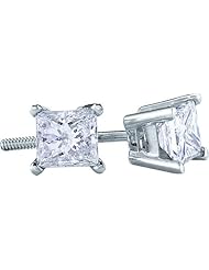0.90CTW PRINCESS DIAMOND EARRINGS(EXCELLENT)