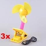 Neewer 3x Clip-on Baby Stroller Portable Travel Cooling Cool Mini Fan