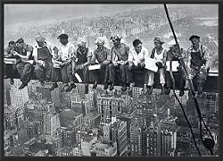 Lunch On A Skyscraper Poster Dry Mounted Wood Framed, 24x36..